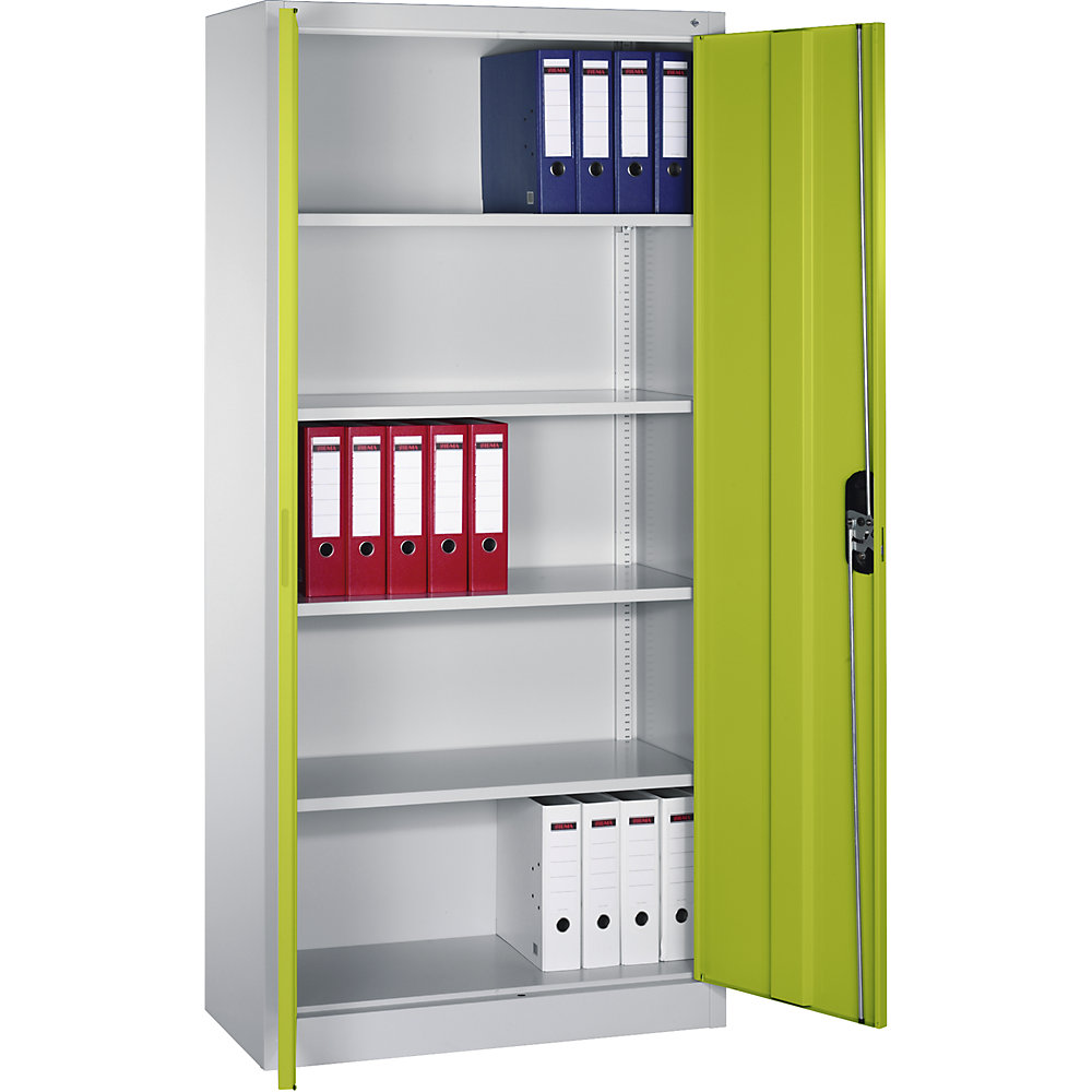 C+P ACURADO universele kast, b x d = 930 x 400 mm, lichtgrijs / felgroen, vanaf 2 stuks