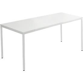 Tafel van stalen buis, rechthoekig, voet van vierkante buis, B 1400 x D 700 zero x H 720 mm, lichtgrijs/lichtgrijs