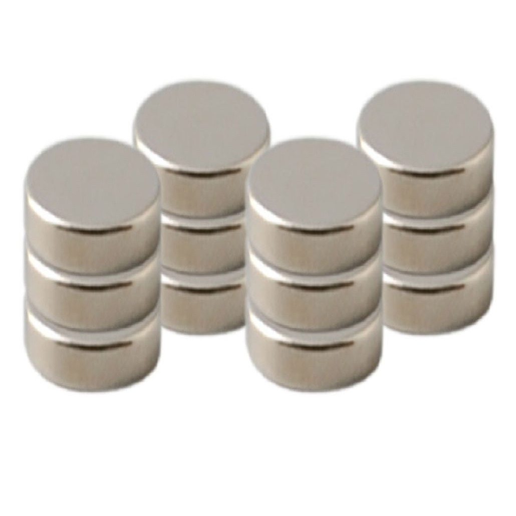 Merkloos Magneten - 12x st - zilver - D8 mm - rond - koelkast/whiteboard magneetjes -
