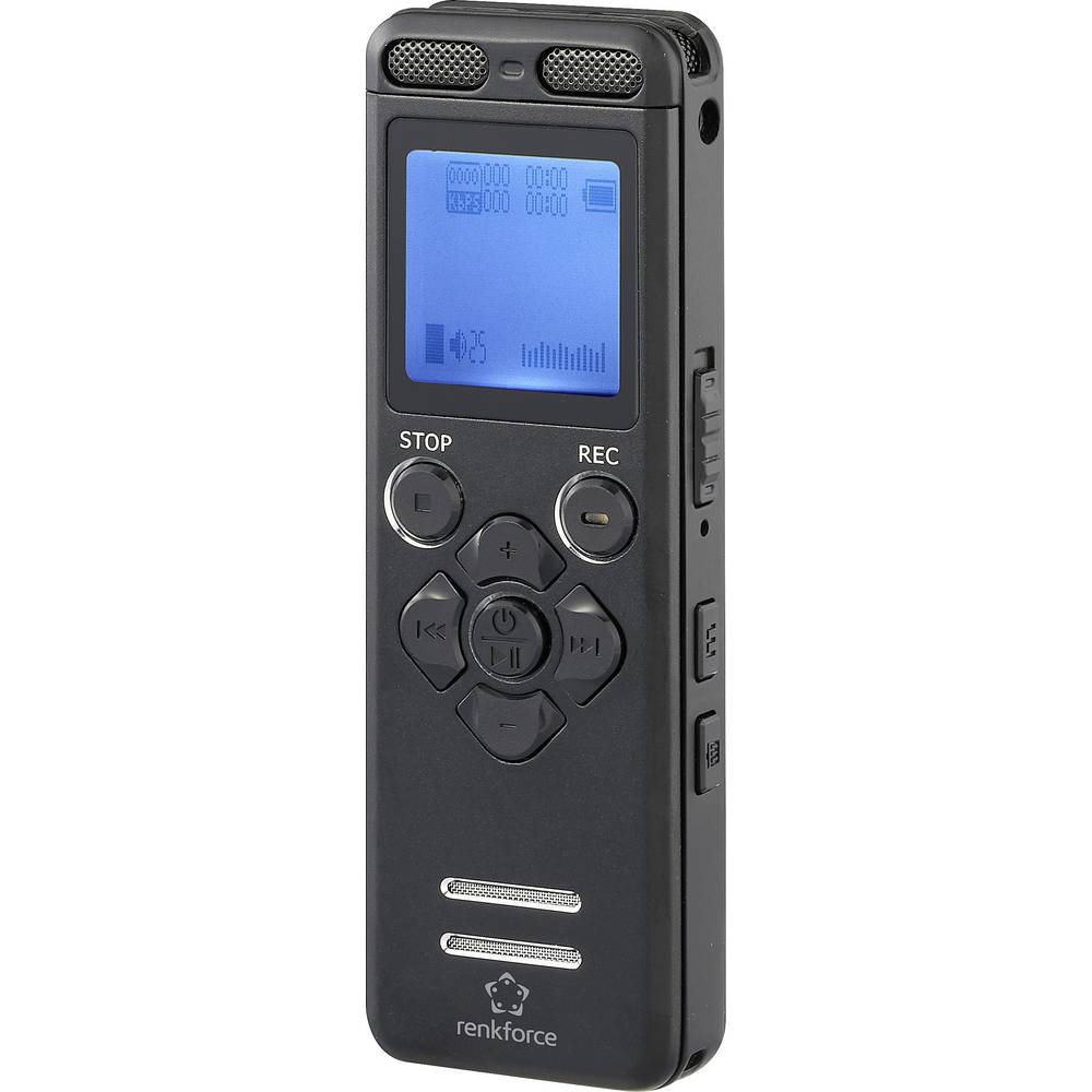 Renkforce RF-DVR-E36 Digitaal dicteerapparaat Opnameduur (max.) 70 h Zwart Ruisonderdrukking