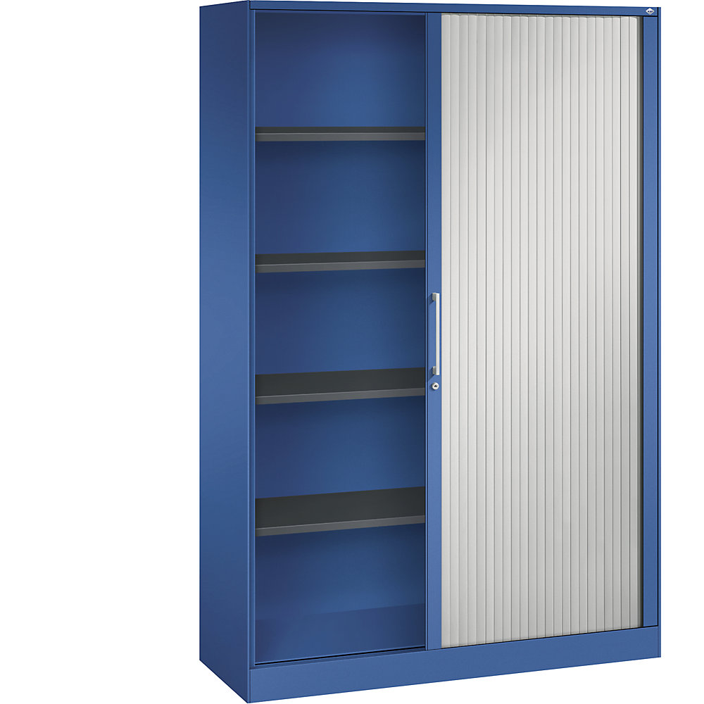 C+P Roldeurkast ASISTO, hoogte 1980 mm, breedte 1200 mm, gentiaanblauw/lichtgrijs