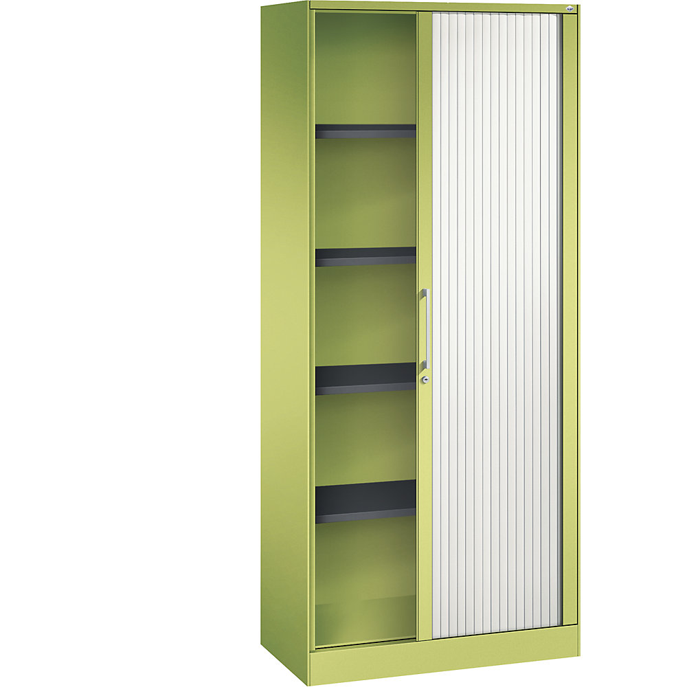 C+P Roldeurkast ASISTO, hoogte 1980 mm, breedte 800 mm, felgroen/verkeerswit