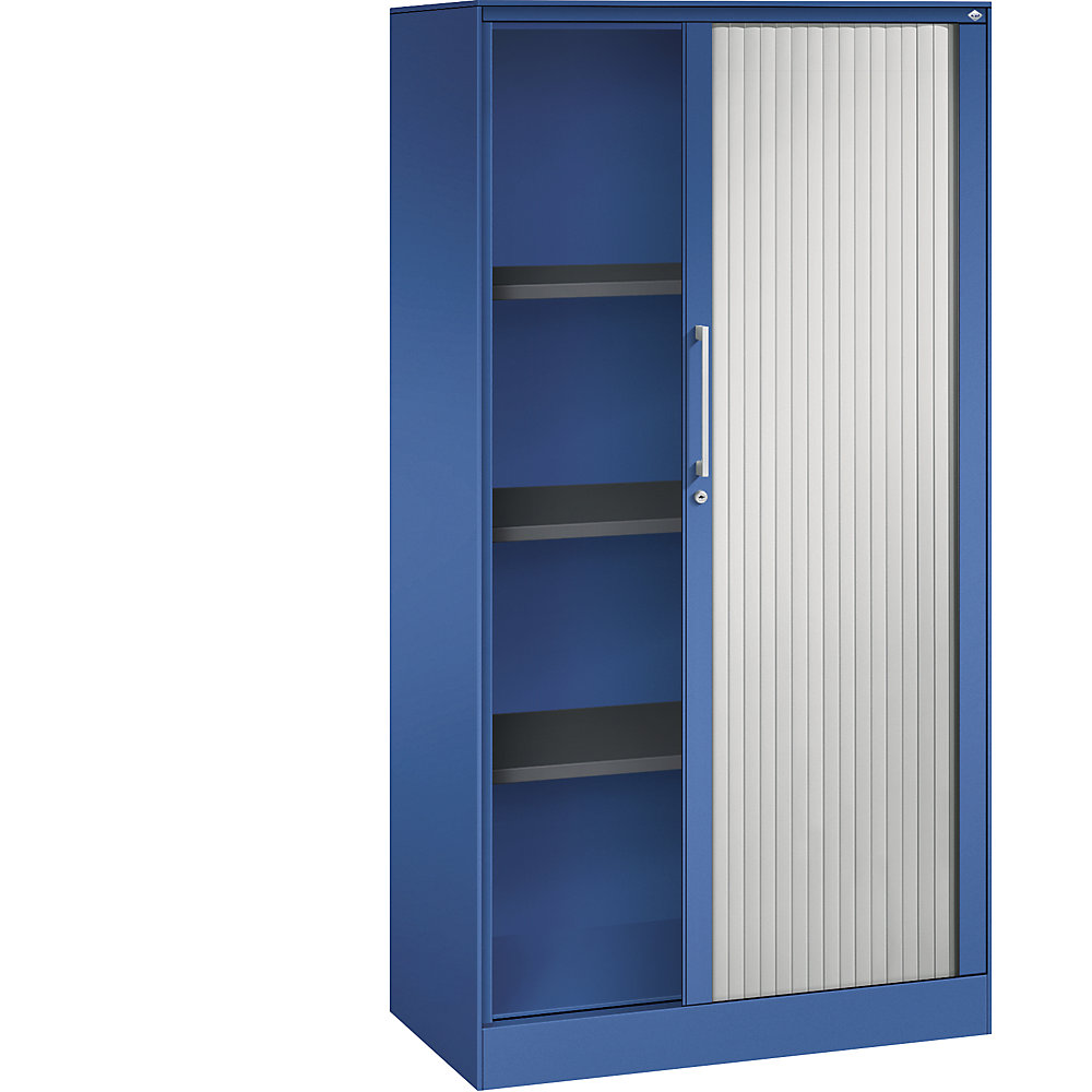 C+P Roldeurkast ASISTO, hoogte 1617 mm, breedte 800 mm, gentiaanblauw/lichtgrijs