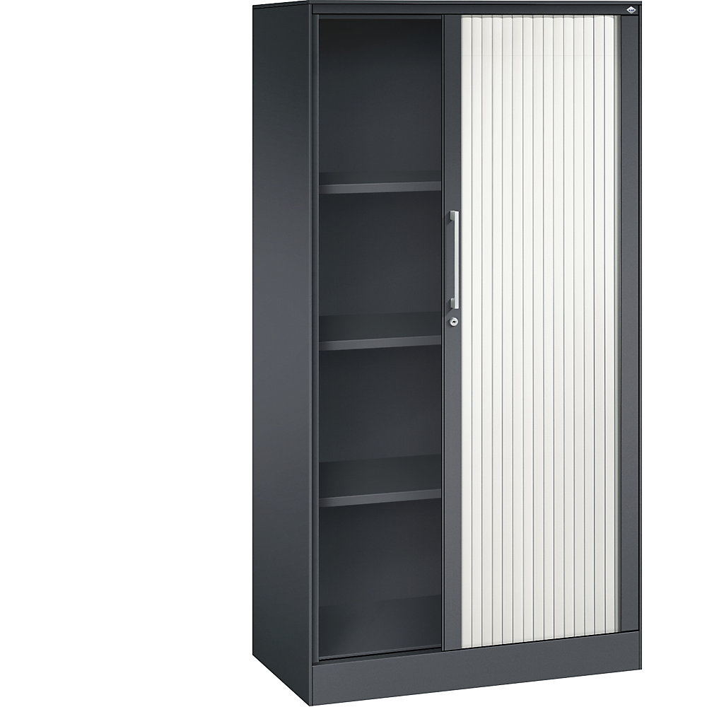 C+P Roldeurkast ASISTO, hoogte 1617 mm, breedte 800 mm, zwartgrijs/verkeerswit