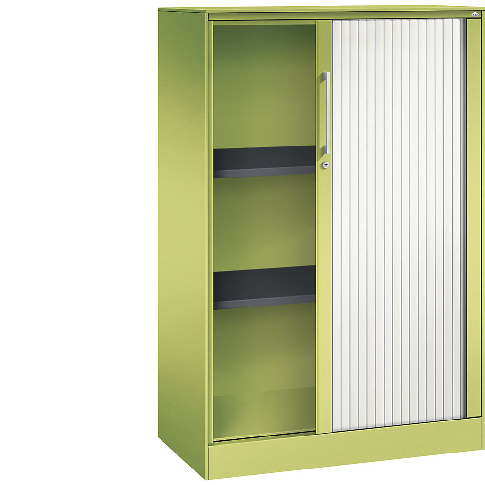 C+P Roldeurkast ASISTO, hoogte 1292 mm, breedte 800 mm, felgroen/verkeerswit