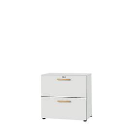 archiefkast Start Off Wood, 2 OH, doorgangshandgrepen, B 800 x D 420 x H 788 mm, hout, lichtgrijs