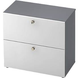 TOPAS LINE archiefkast, 2 dossierhoogtes, met volledig uittrekbare lade, grafiet/wit