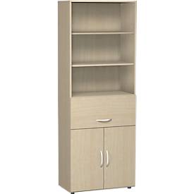 Combikast met hangmappensysteem ALICANTE, 6 ordnerhoogten,  B 800 mm, esdoornpatroon
