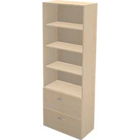 Schäfer Shop Genius Combi-hangmappenkast - open rek TETRIS WALL, B 800 x D 440 x H 2250 mm esdoornpatroon