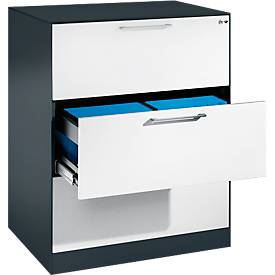 C und P Hangmappenkast Asisto C 3000, 3 schuifladen, 2 rijen, B 800 mm, antraciet/wit