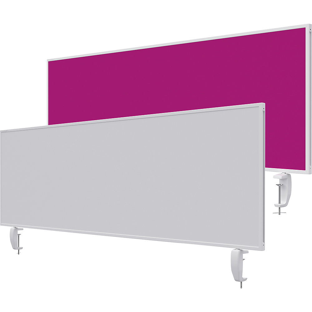 Magnetoplan Bureauscherm VarioPin, whiteboard/vilt, breedte 1600 mm, roze