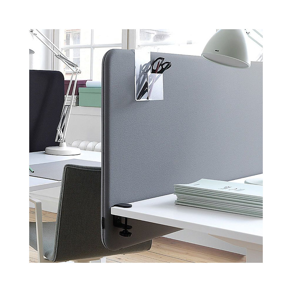 Akoestische bureauscheidingswand Standard met afgeronde hoeken, hoogte 650 mm, textiel, breedte 1800 mm, grijs