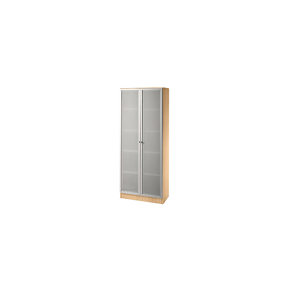 Kast met glazen deuren, 4 legborden, b x d = 800 x 420 mm, beukenhoutdecor