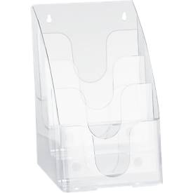 Folderhouder - kunstof - B 95 x D 100 x H 252 mm - 4 vakken voor A5 formaat - glashelder