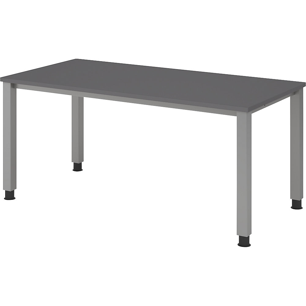 Eurokraft pro Bureautafel, onderstel met 4 poten, breedte 1600 mm, aluminiumzilver / grafiet