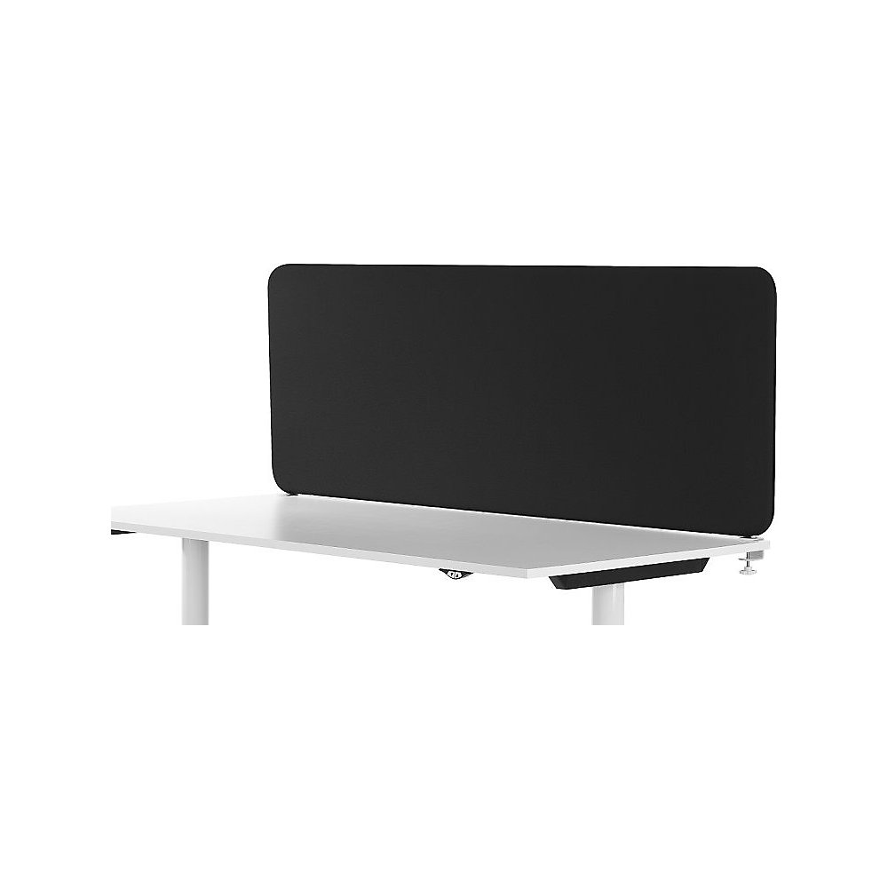 Akoestische bureauscheidingswand Softline Event, boven gemonteerd, h x d = 450 x 30 mm, textiel, breedte 1600 mm, zwart