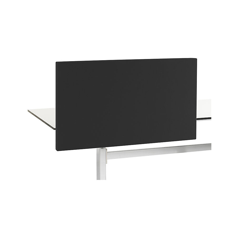 Akoestische bureauscheidingswand Standard met rechte hoeken, hoogte 650 mm, textiel, breedte 2000 mm, zwart