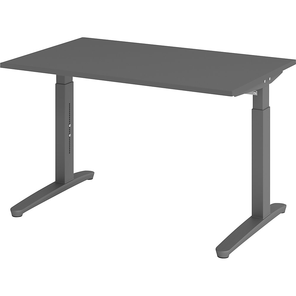 Eurokraft pro ANNY - Bureautafel met C-vormig onderstel, in hoogte verstelbaar 650 - 850 mm, breedte 1200 mm, grafiet / grafiet