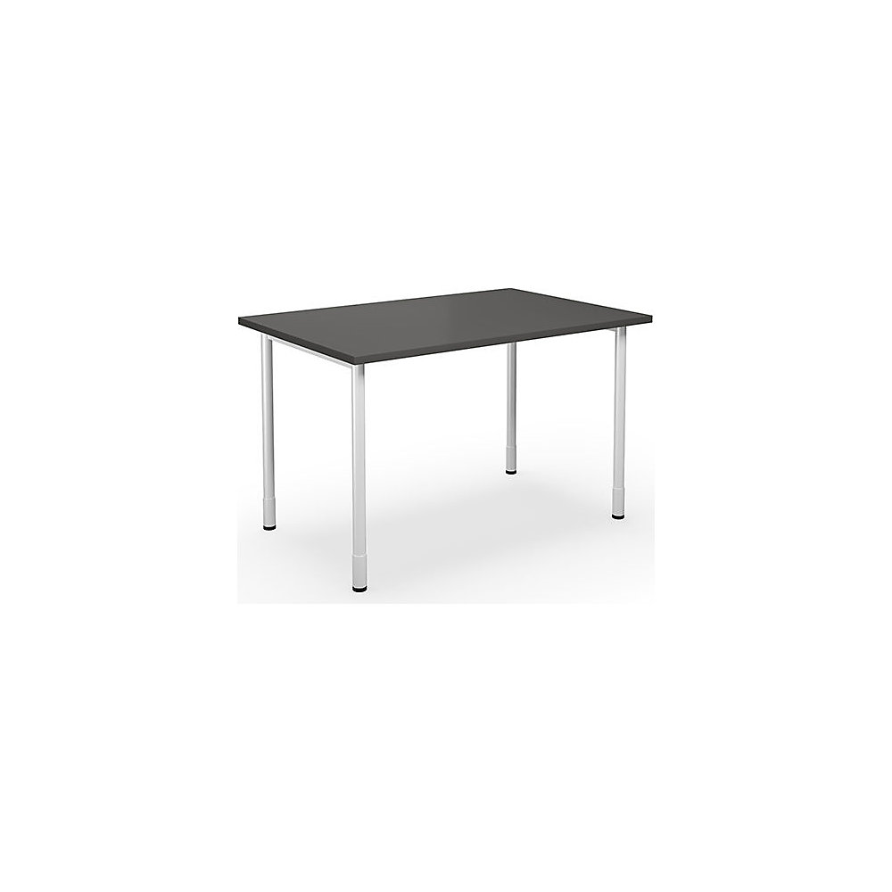 Multifunctionele tafel DUO-C, recht blad, h x d = 700 - 800 x 800 mm, breedte 1200 mm, donkergrijs, wit
