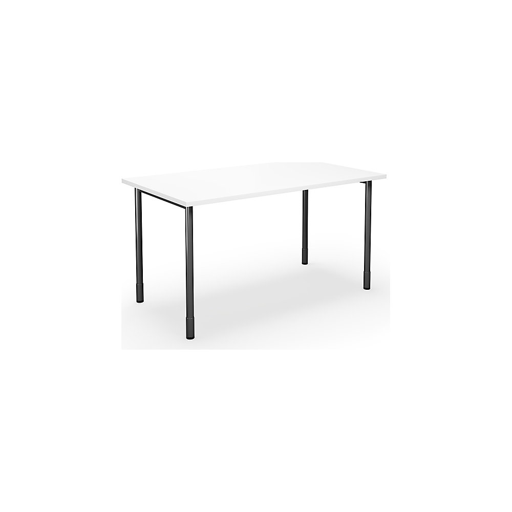 Multifunctionele tafel DUO-C, recht blad, h x d = 700 - 800 x 800 mm, breedte 1200 mm, wit, zwart