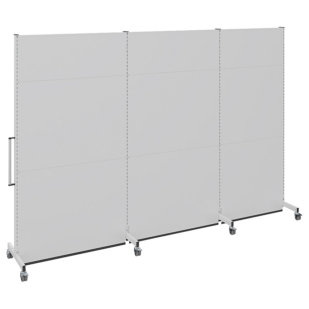 Mobiele akoestische wand, voor industrie en kantoor, l x b x h = 3500 x 740 x 2521 mm