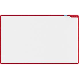 PLAYROOM whiteboard PLAYBOARD, e3-geëmailleerd staal, wit, gerecycled PET frame rood, B 750 x H 1180 mm
