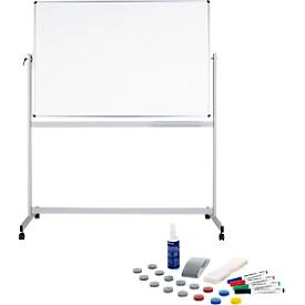 Maul Verrijdbaar whiteboard  standaard, 1200 x 1800 mm, 2-zijdig, draaibaar + whiteboard accessoireset, 31 stuks