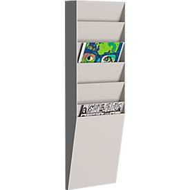 Paperflow Paperflox wandfolderhouder A4 hoog 6 vakken, grijs