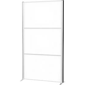 Maul verplaatsbaar wandsysteem connecto, 3 whiteboard insteekmodules, klittenband, H 1800 x B 1000 mm, zilver