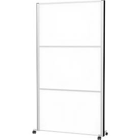 Maul verplaatsbaar wandsysteem connecto, 3 whiteboard insteekmodules, klittenband, op wielen, H 1800 x B 1000 mm, zilver