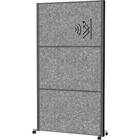 Maul verplaatsbaar wandsysteem connecto, insteekmodules, 3x akoestisch vlies donker, klittenband, op wielen, H 1800 x B 1000 mm, antraciet