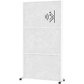 Maul verplaatsbaar wandsysteem connecto, insteekmodules, 3x akoestisch vlieslicht, klittenband, op wielen, H 1800 x B 1000 mm, wit