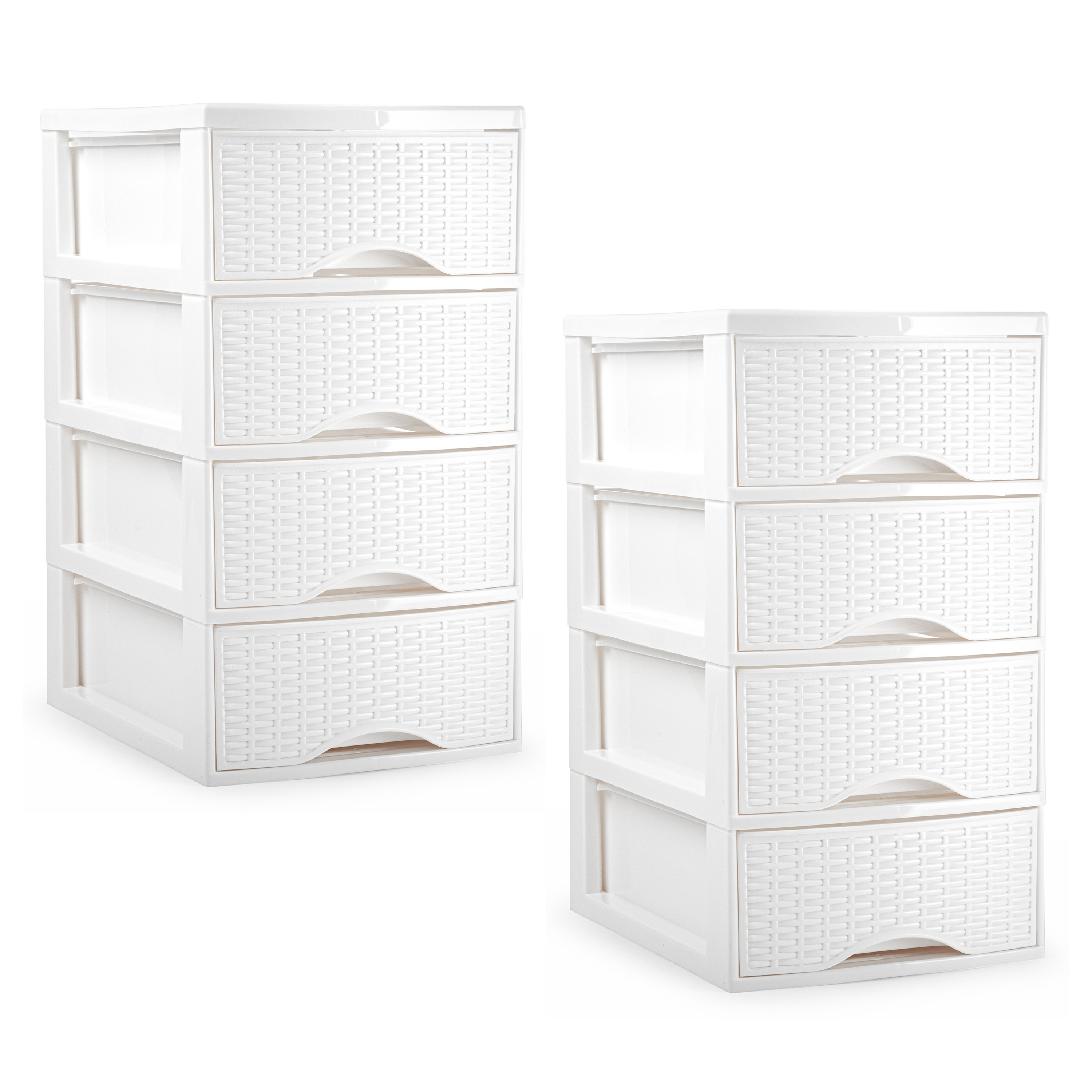 PlasticForte Ladeblokje/bureau organizer - 2x - 4 lades - wit - L18 x B25 x H33 cm - plastic -