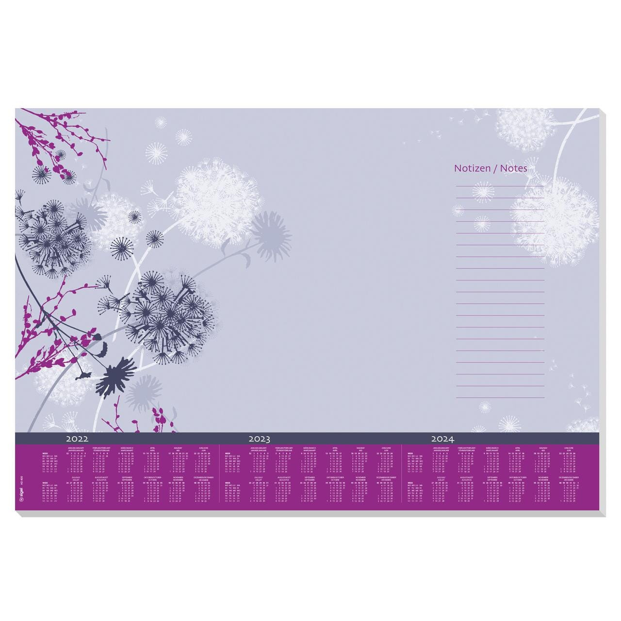 Sigel Bureau onderlegger papier x 59,5 cm met kalender 30 vellen -