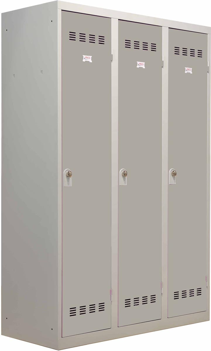 Henry Pierre Industriële garderobekast vuile industrie, 3 deuren, ft 180 x 120 cm, grijs