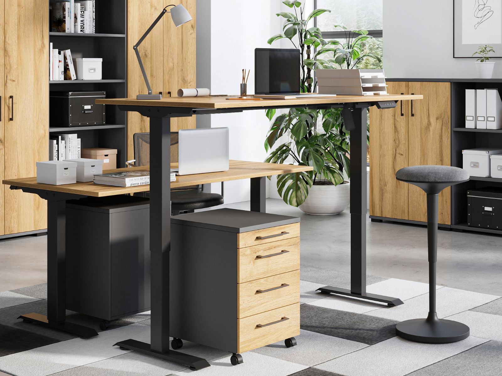 Mobistoxx Elektrisch verstelbaar bureau POLYGON 140 cm grandson eik
