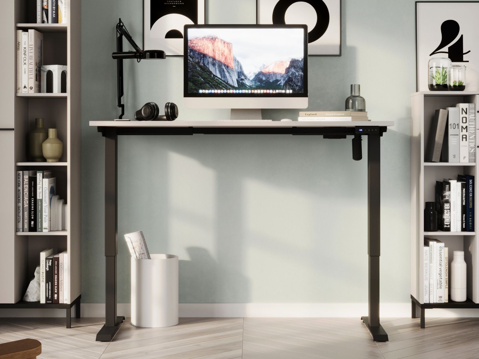 Mobistoxx Elektrisch verstelbaar bureau POLYGON 140 cm kasjmier/zwart
