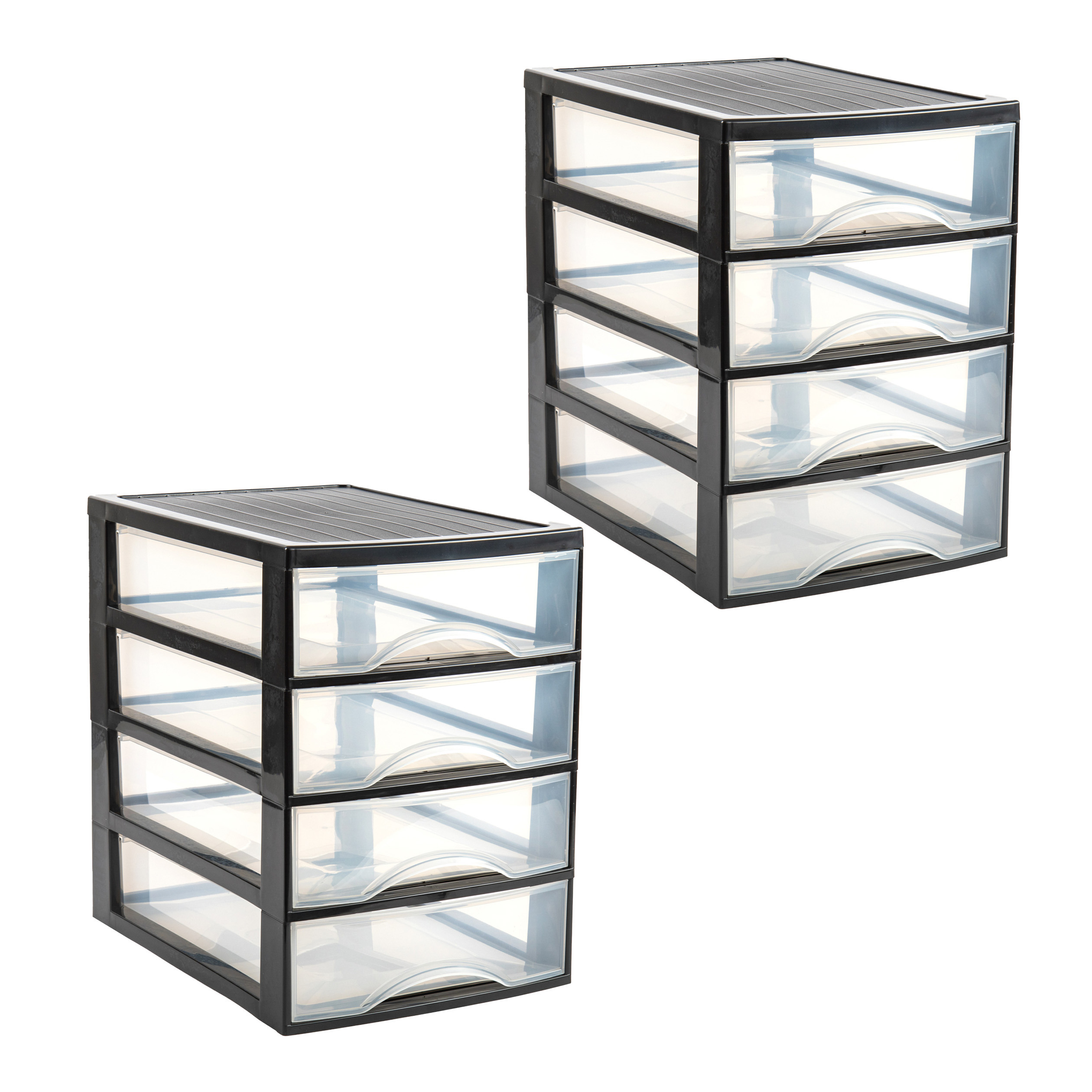 PlasticForte Ladekastje bureau organizer - 8x lades - zwart/transparant - L26 x B35 x H36 cm - kunststof -