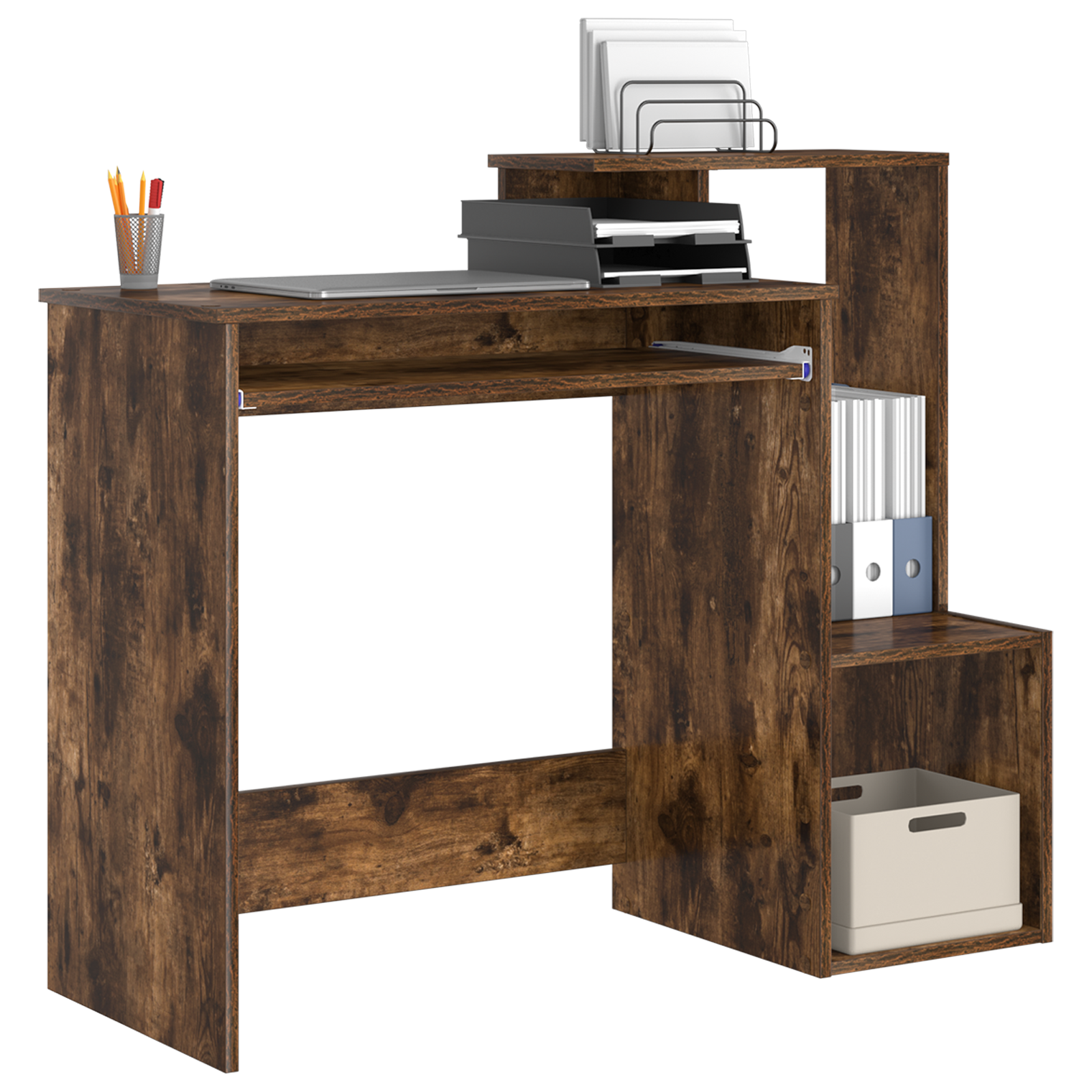 vidaXL Bureau in Gerookte Eik 106x40x88,5 cm van Engineered Hout