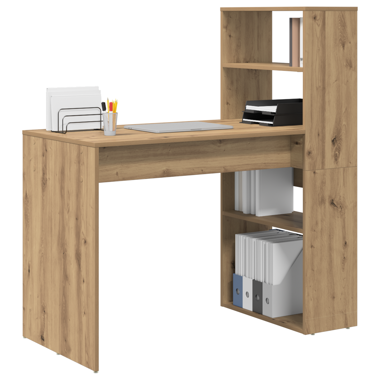 vidaXL Bureau met Opbergruimte Artisan Eiken 113x54x120 cm Geengineerd Hout