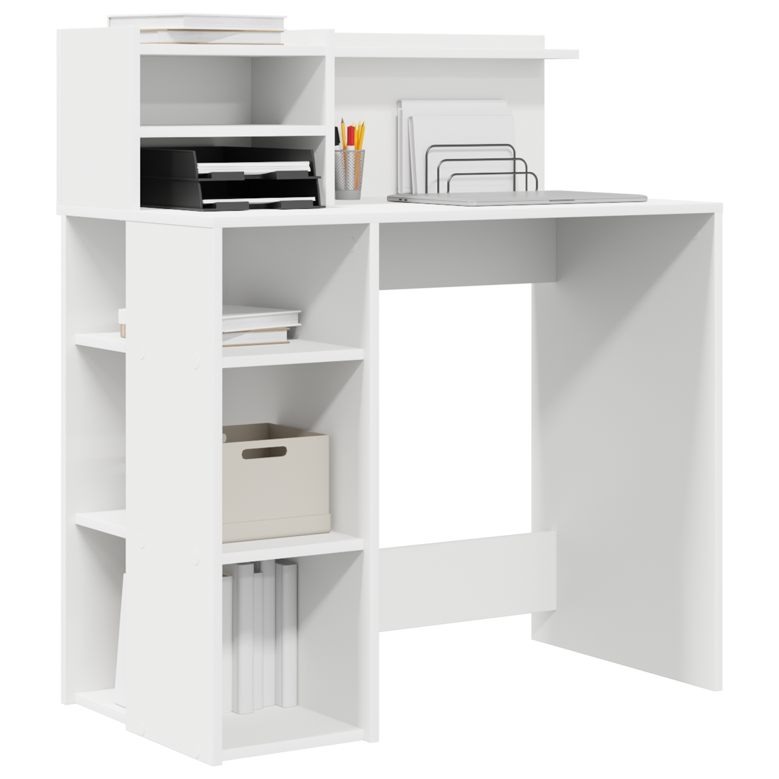 vidaXL Bureau met Opbergruimte Wit 90x48x101,5 cm Bewerkt Hout