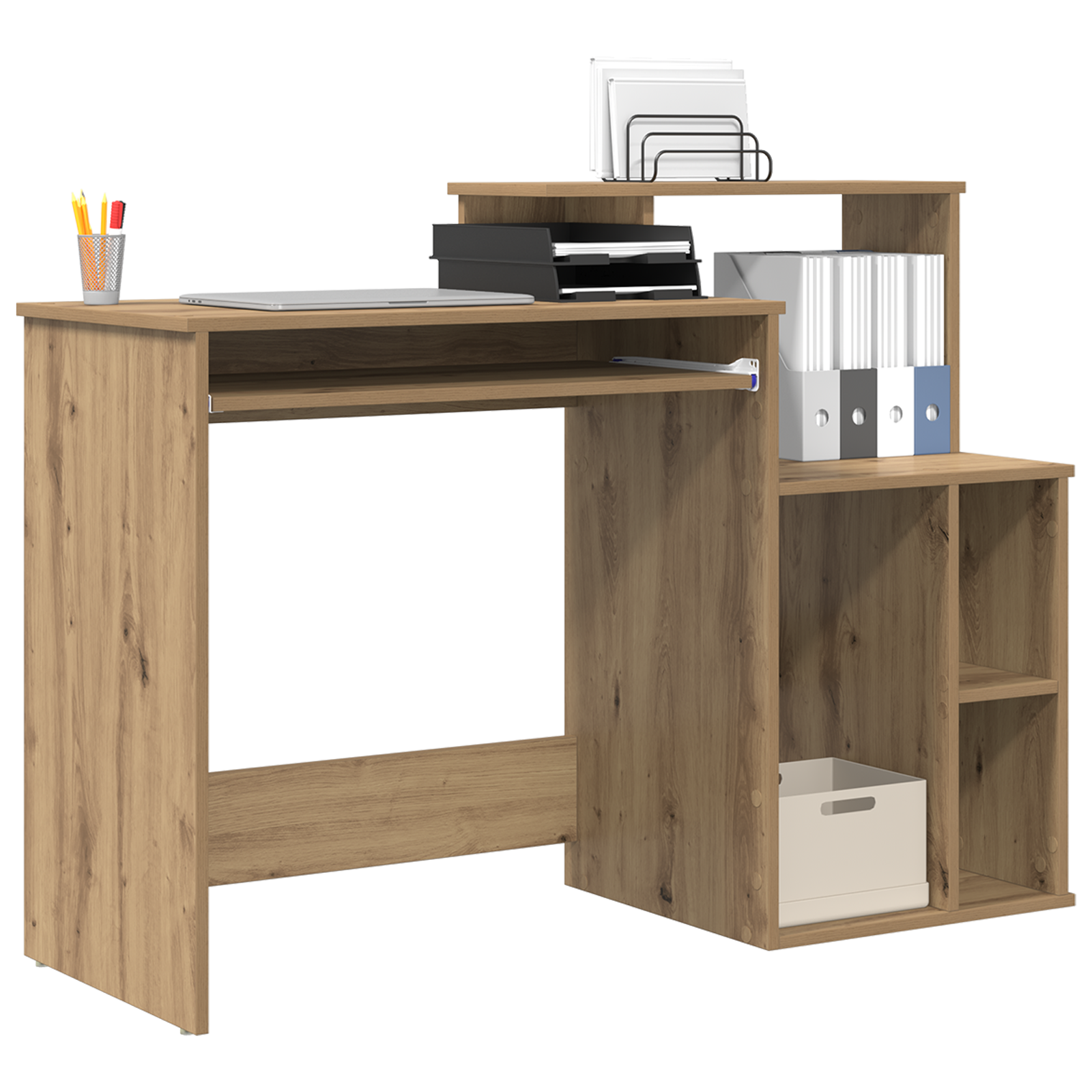 vidaXL Bureau met Opslag Artisan Eiken 120,5x44x88,5 cm Bewerkt Hout