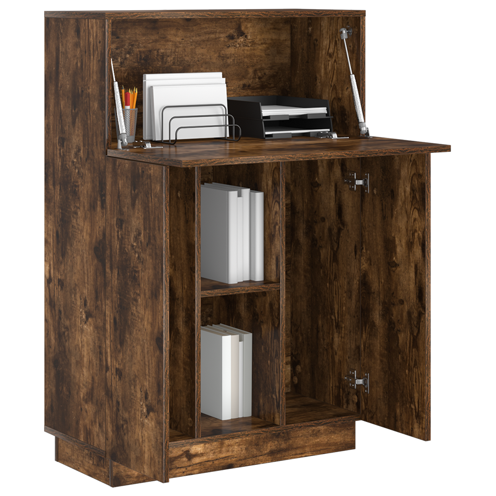 vidaXL Bureau Gerookt Eiken 71,5x31,5x106,5 cm Geïntegreerd Hout