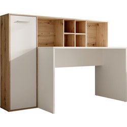 Meubella Bureau Elze - Eiken - Wit - 158 cm