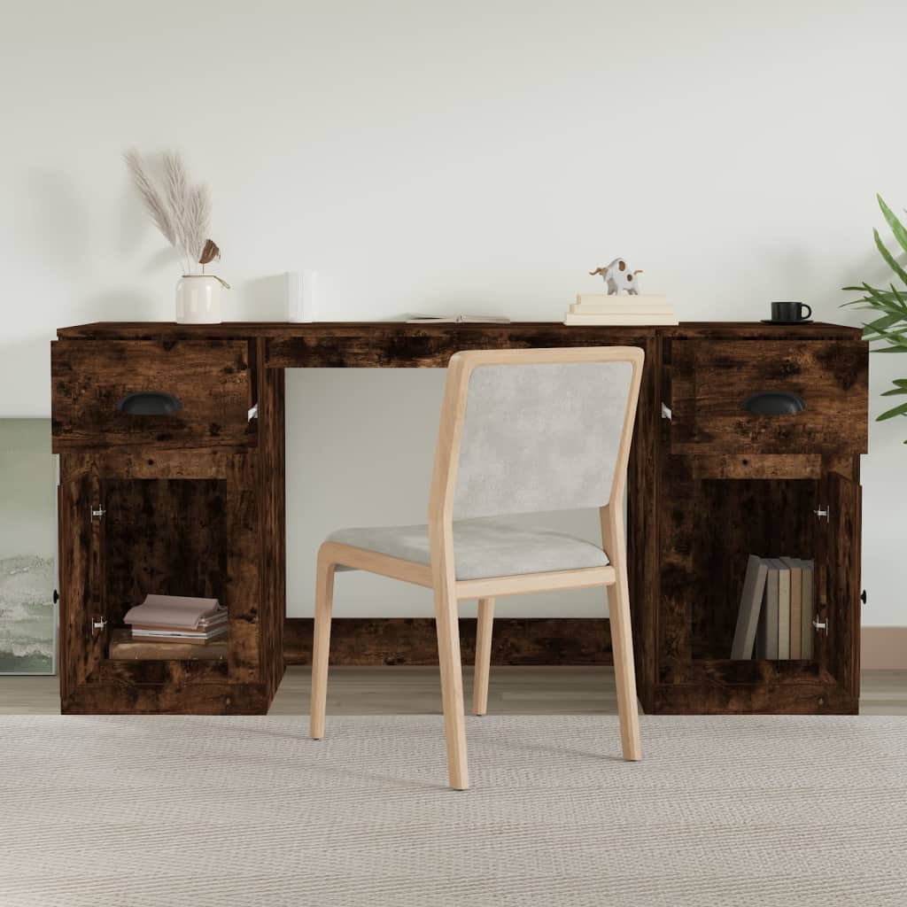 vidaXL Bureau met kast bewerkt hout gerookt eikenkleurig