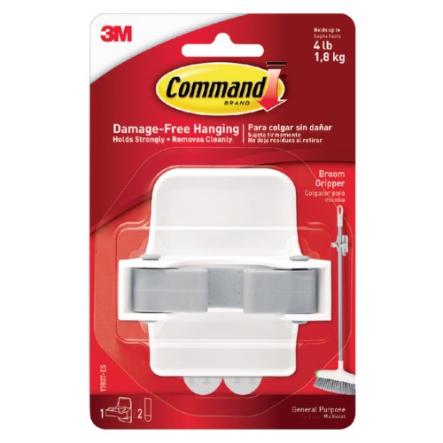 Command Bezemhouder  inclusief bevestigingsstrip Wit