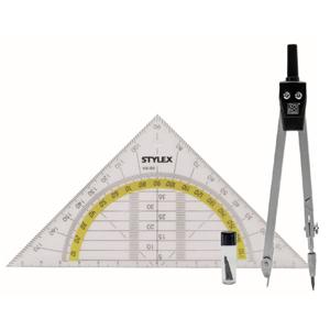 Merkloos Geodriehoek met passer set - wiskunde school set - Wiskunde/rekenen benodigdheden - Schoolspullen -