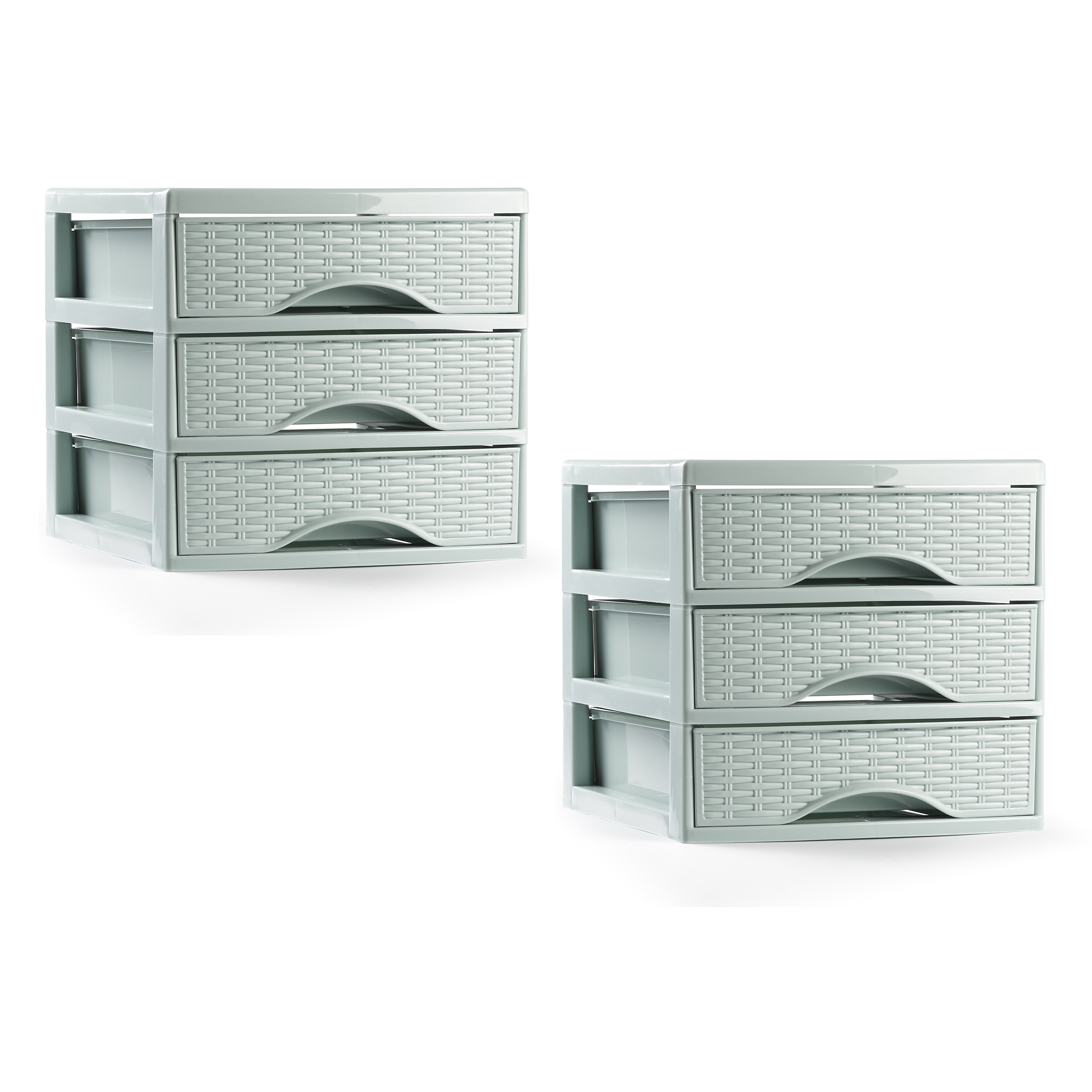 PlasticForte Ladeblokje/bureau organizer - 2x - 3 lades - mintgroen - L18 x B23 x H17 cm - plastic -