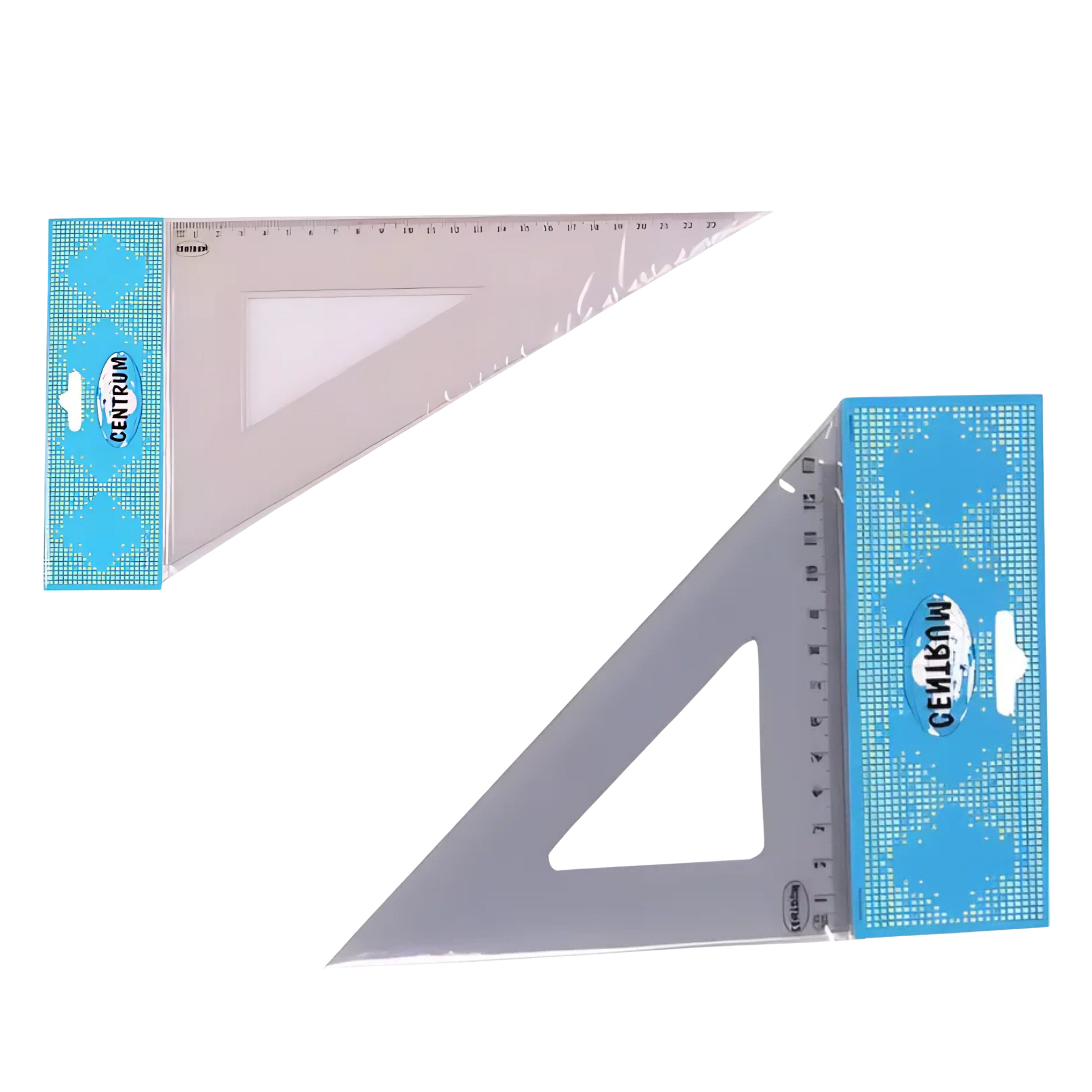 Centrum 2x Tekendriehoek - kunststof - L13 en L23 cm - school/kantoor spullen -