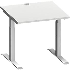 Schäfer Shop Genius bureau MODENA FLEX, vierkant, T-voet rechthoekige buis, B 800 x D 800 x H 650-850 mm, aluminium lichtgrijs/wit